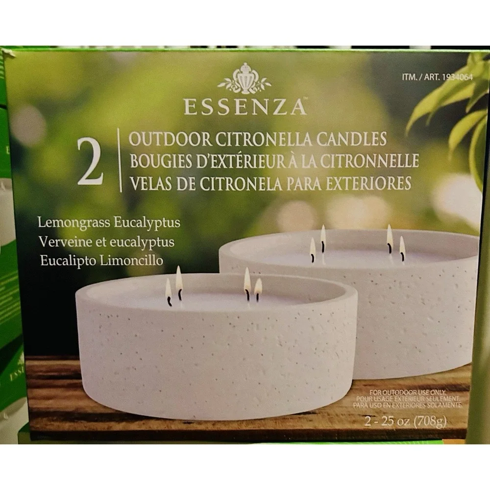 Essenza Outdoor Citronella Candles 2-Pack Lemongrass Eucalyptus
